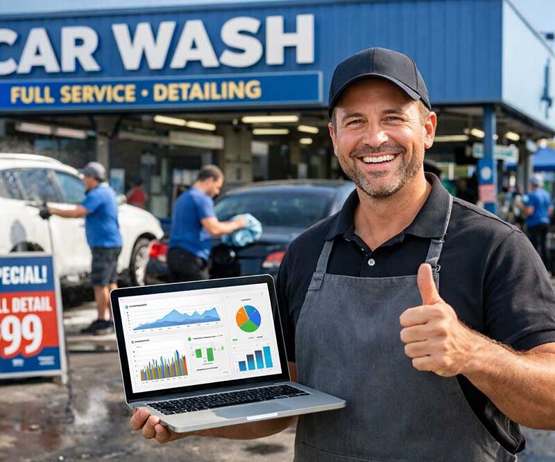 Car Wash SEO with owner showing business data